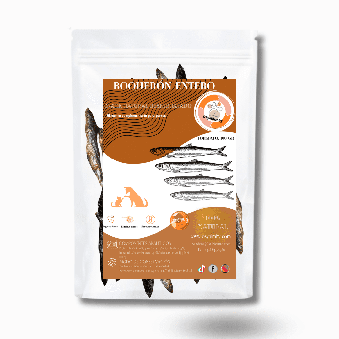 Boquerón Entero del Sur-Snack Deshidratado 100% Natural para Perros y Gatos