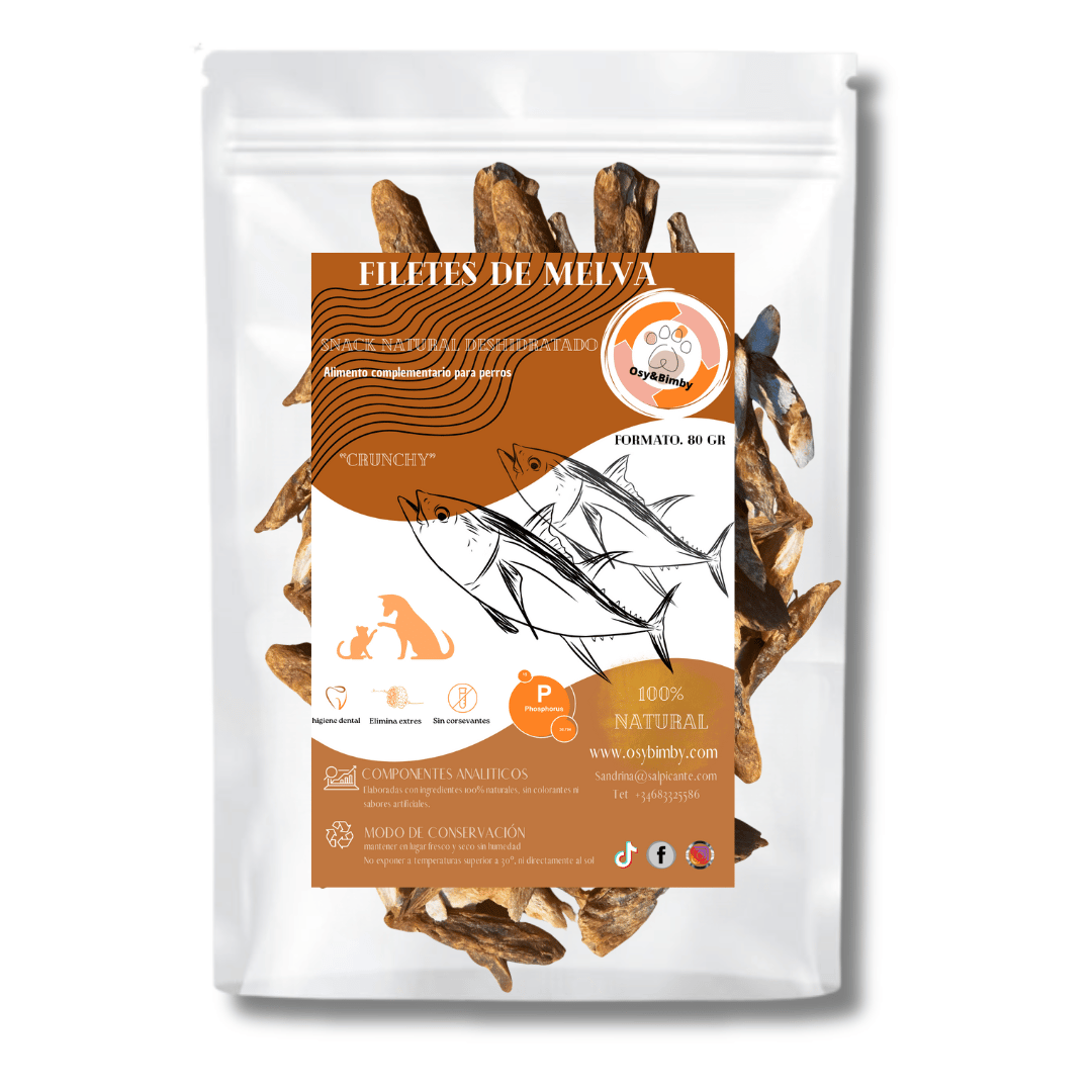 Filtetitos de melva-Snack Deshidratado 100% Natural para Perros y Gatos