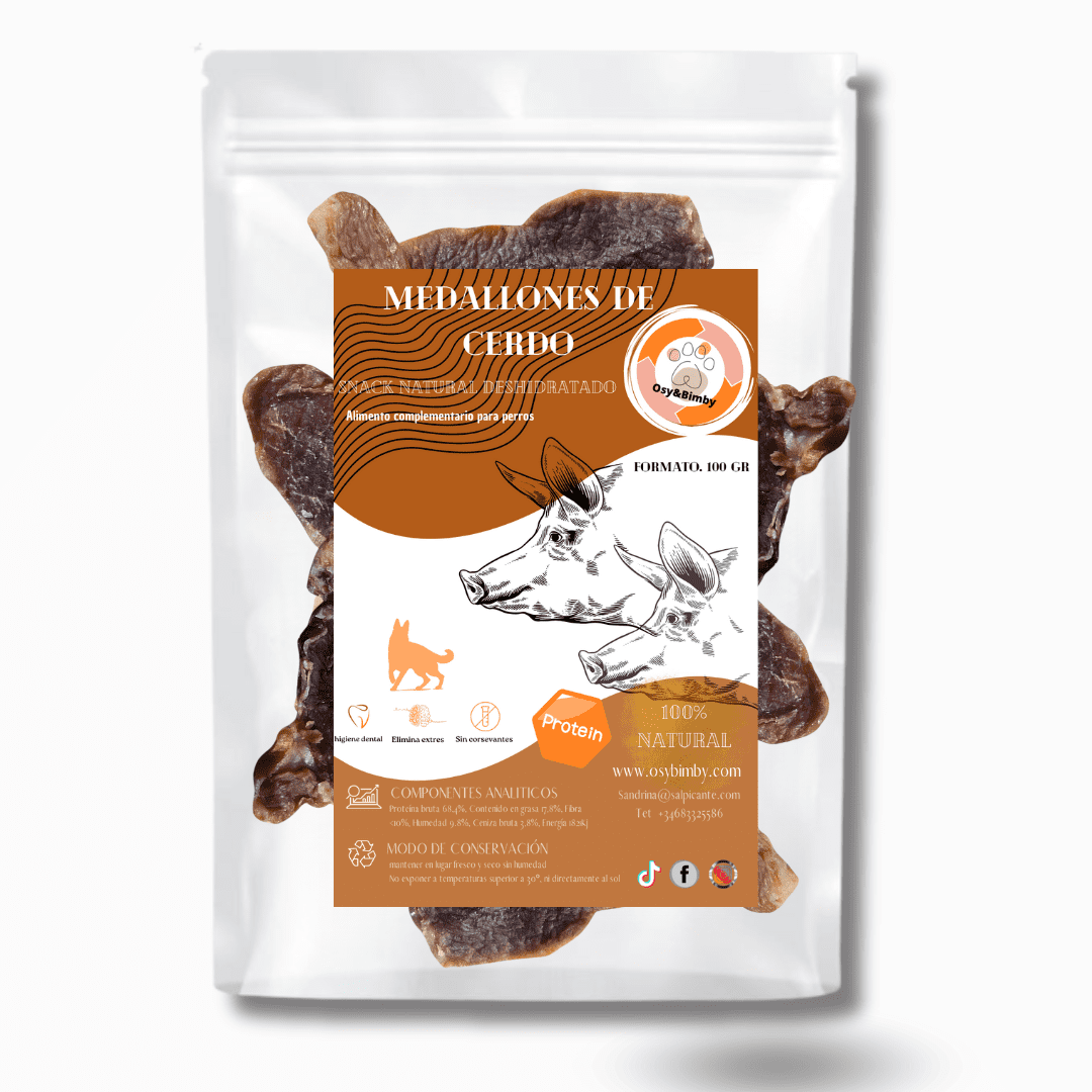 Medallones de Cerdo-Snack Deshidratado 100% Natural para Perros