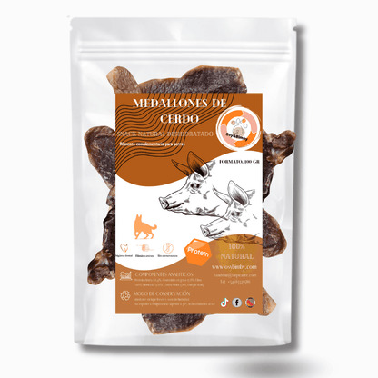 Medallones de Cerdo-Snack Deshidratado 100% Natural para Perros