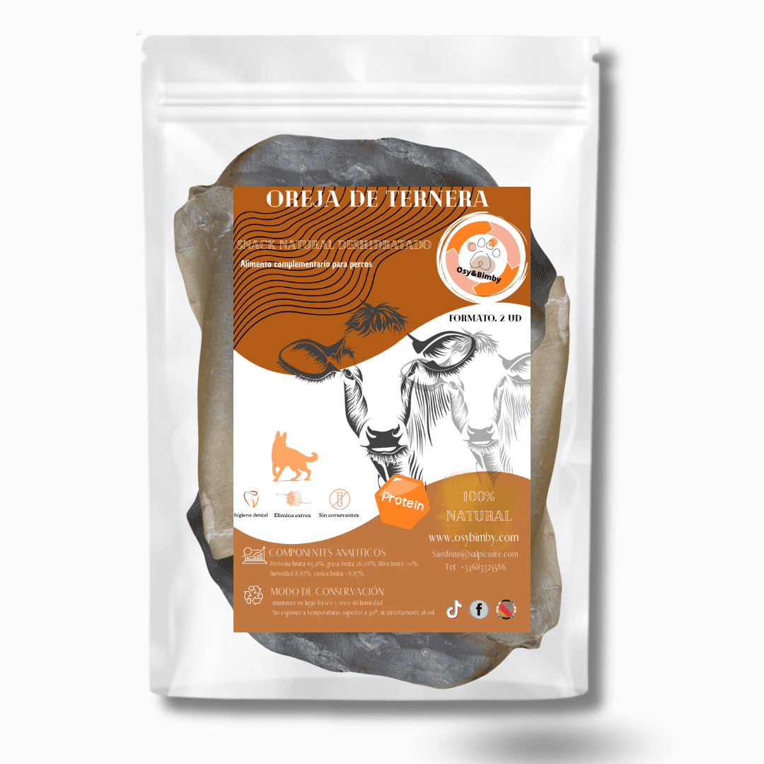 Oreja de Ternera-Snack Deshidratado 100% Natural para Perros