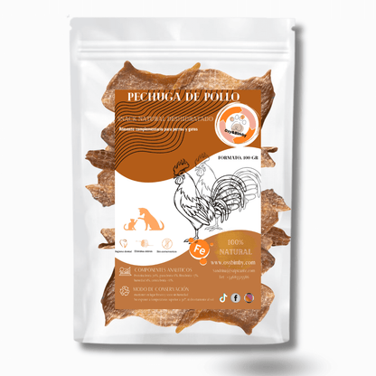 Pechugas de Pollo-Snack Deshidratado 100% Natural para Perros y Gatos