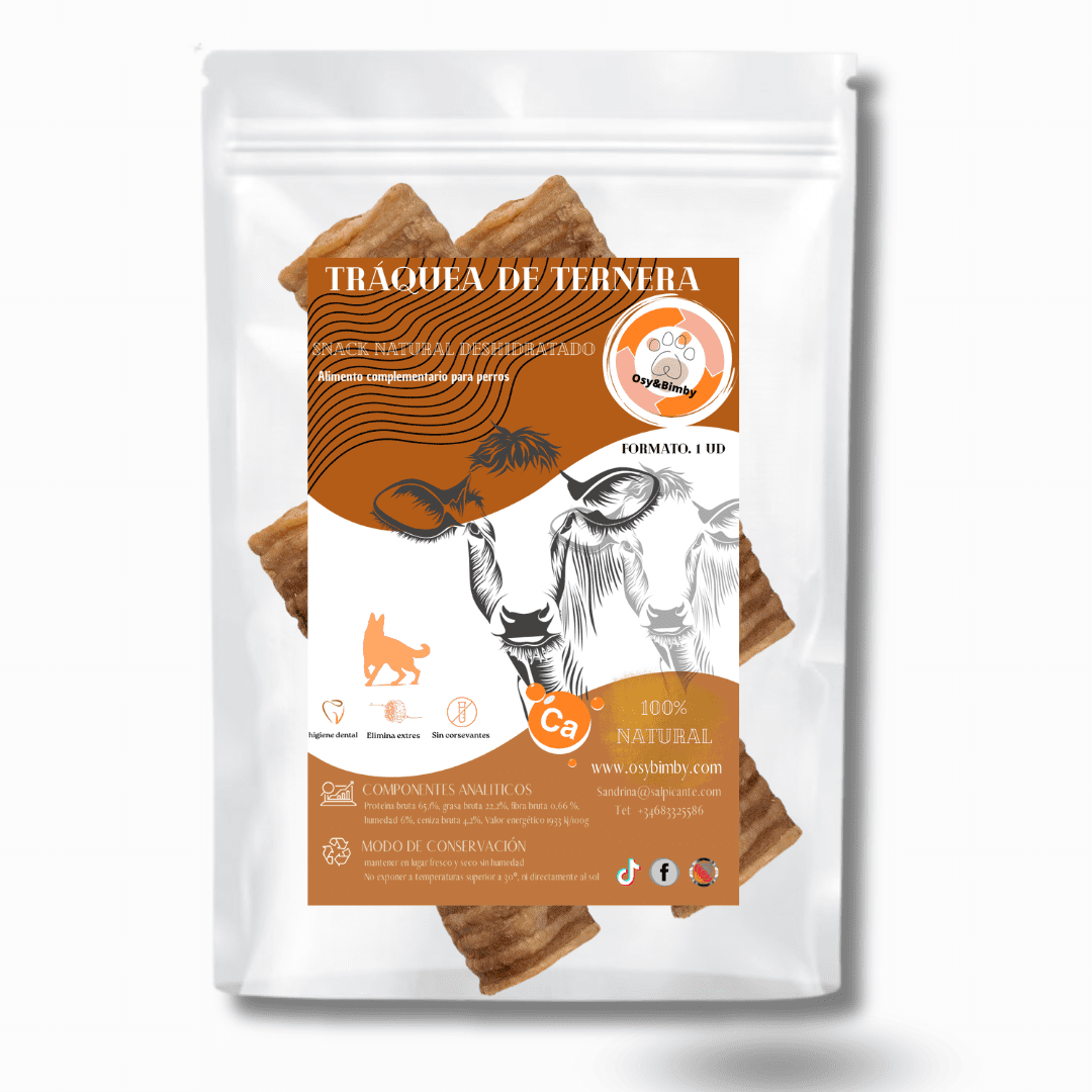 Tráquea de ternera entera-Snack Deshidratado 100% Natural para Perros